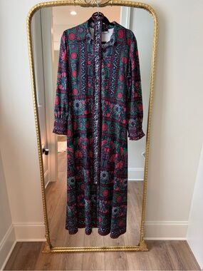 Dalia MacPhee Navy Maxi Shirt Dress